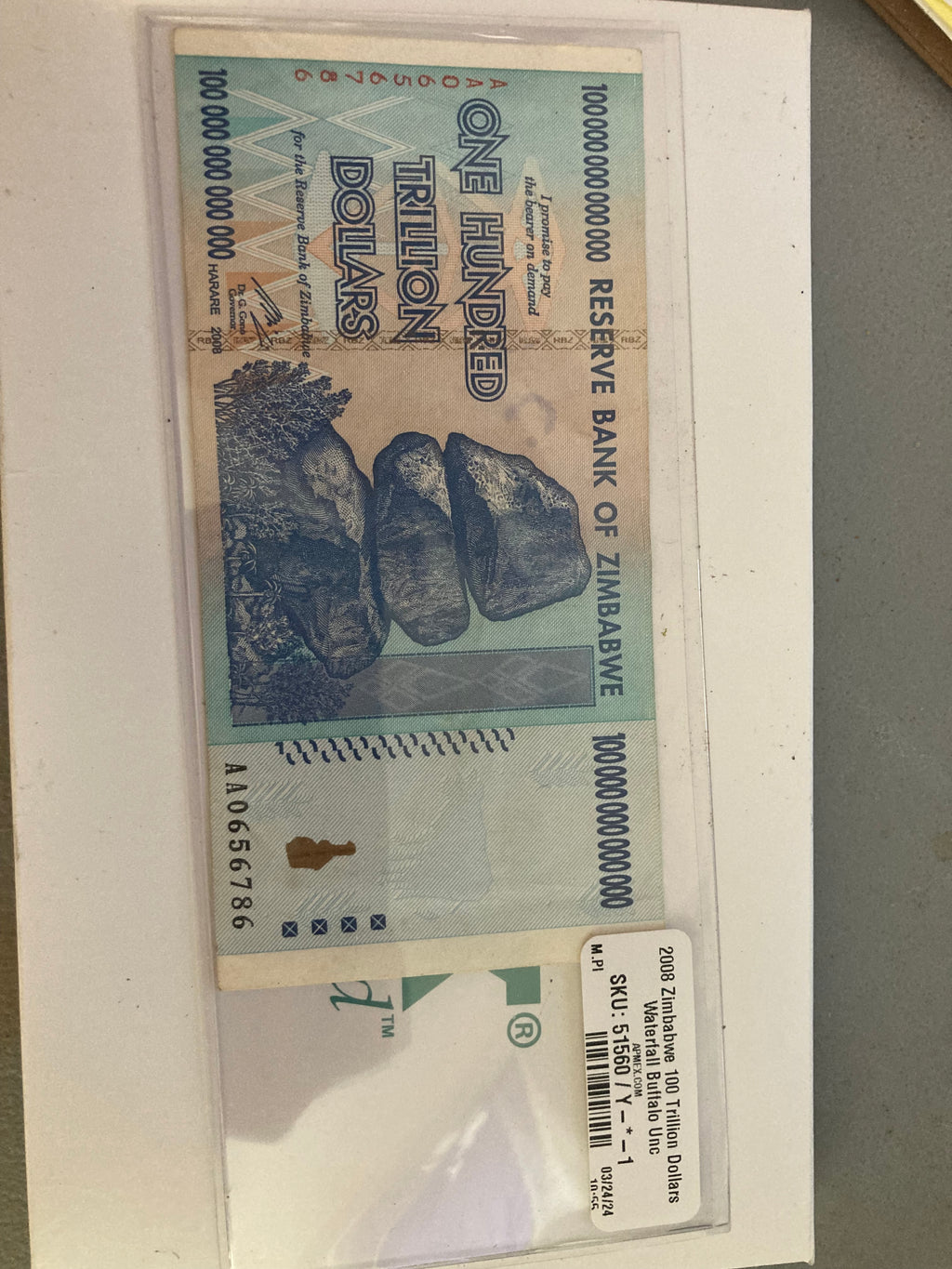 2008 100 trillion Zimbabwe note