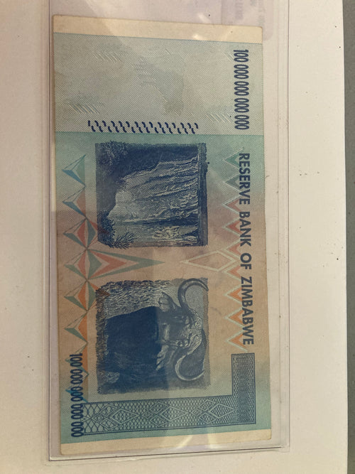 2008 100 trillion Zimbabwe note